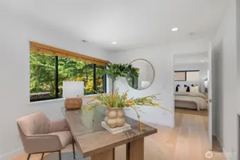 Bedroom Suite #1 with 3/4 bath and adjoining office/sitting room. Multigenerational living option.