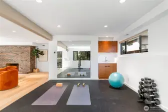 Huge rec room. This half is currently used as a home gym.