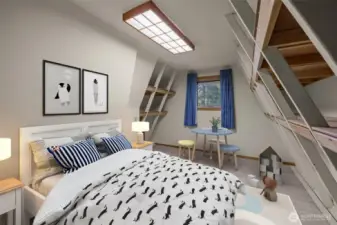 Virtually Staged- Multi-Purpose Flex Space Equipped with Built-In Storage