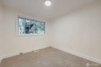 3rd bedroom with brand new carpet, large closet, fresh paint and all new lighting.