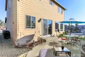Beautiful patio in backyard.