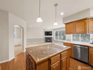Kitchen opens to family room