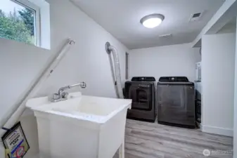 Washer and dryer along with utility sink in a dedicated room