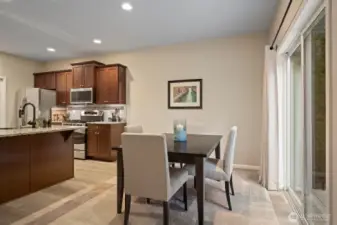 Dining room with sliding door to the Trex.