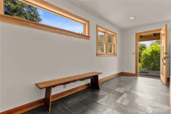 Slated entry with lots of natural light.