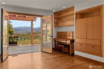 French doors open to deck for inside/outside living.