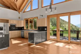 French doors off of dining area for an indoor/outdoor experience.