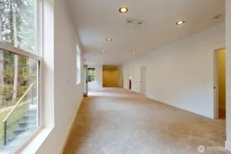 Basement features luxury 3/4 bathroom and laundry room