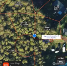 Red Circle is where Wood chip pile is located....The Blue Dot is where the interior photos/video were taken
