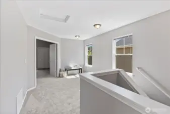 Extra Large loft at the top of the stairs can accommodate home gym equipment, desk for work from home, daybed, cozy reading nook. All with incredible south-facing windows natural light.