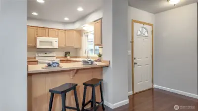 Bar Stools Opening The Kitchen From The Great Room