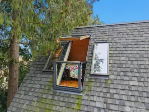 What a fun way to ventilate the space and stay connected to the wooded surroundings.