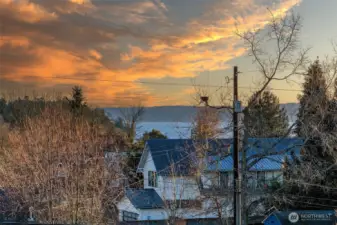 The view from the deck on the third level of this home.  Wonderful sunsets.