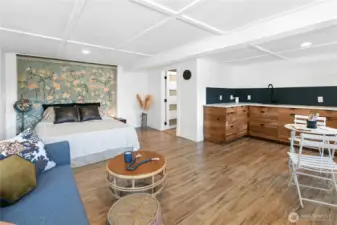 The detached studio features one bathroom and space for a guest suite, office or yoga studio.