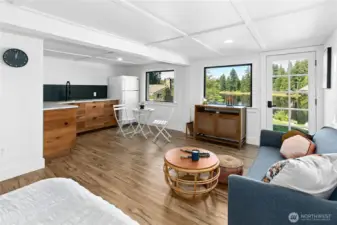 Detached studio space with lake views and mini kitchen space.