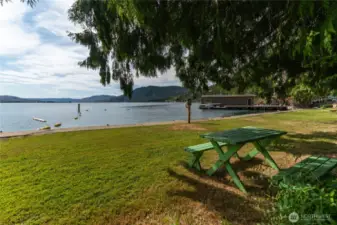 Granite Falls community waterfront area. Tons of flat space and safe swimming area adjacent to Unit 1 of the Granite Falls Lodge.