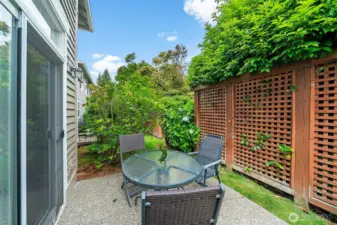 Enjoy your own private patio — perfect for morning coffee or evening relaxation