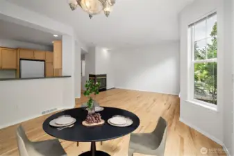 Virtually staged dining area