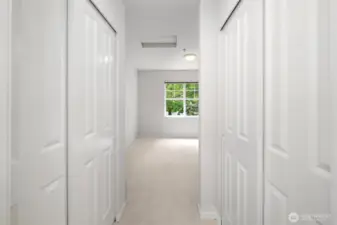 Dual closets in the second primary bedroom—perfect for shared living