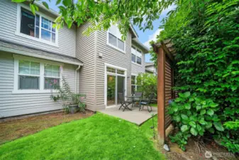 Low-maintenance patio space with room for outdoor seating