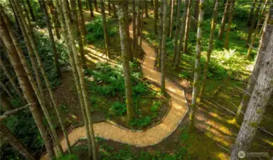 The manicured trails wrap the property and are lined with cedar for easy access.