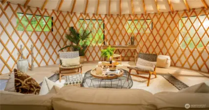 Completely versatile, the Yurt is beautifully constructed.