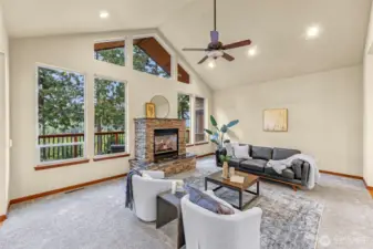 One of the 3 fireplaces located in this amazing home.