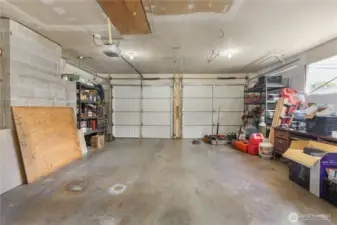 Finished garage with attic access.