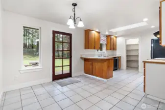 Great lighting - lights, skylight and natural light from windows and door.  A happy place!