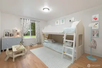 One of two guest rooms, and this one doesn't skimp on size. (Virtually staged)