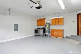 Washer and dryer also convey with the house.  Freshly painted garage floor with additional storage.  This house does not lack storage space.