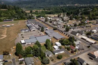 Aerial of High school, elementary and Jr High