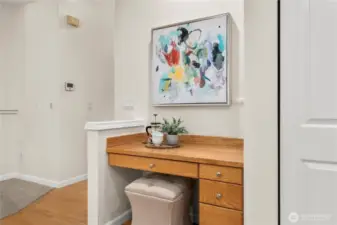 Planning desk keeps daily life organized.