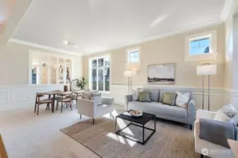 LED lighting and designer touches throughout including extra wide designer molding