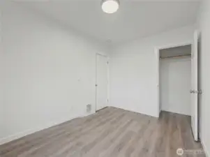 Bedroom, virtually staged.