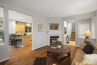 Gas fireplace on remote control.