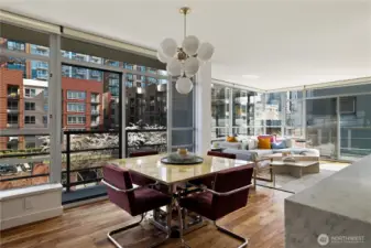 Dining with designer lighting