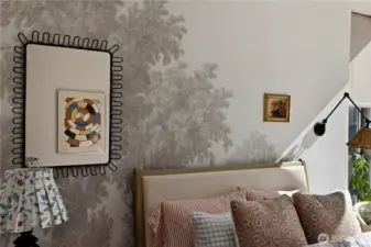 Beautiful wallpaper in the second bedroom