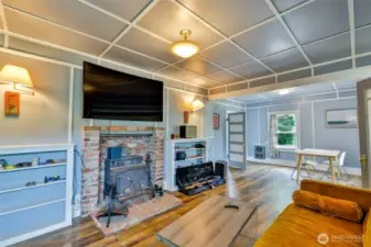 Living room with wood stove