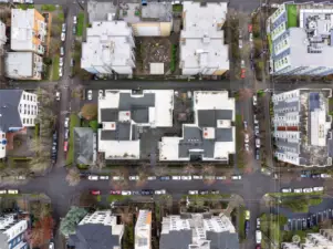 An overhead view of the property from 400 feet up.