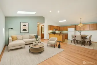 Virtually Staged Living and Dining Room