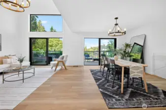 Living room and dining area
