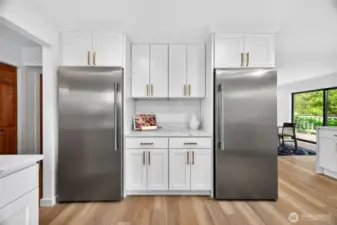 Stainless steel twin dedicated freezer and fridge