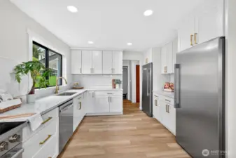 Kitchen is light, bright and spacious