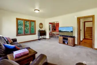 Large great room with high ceilings