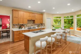Gas range in kitchen.