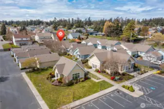 Areial of the Clubhouse + Activity Center and the location of Unit #21.