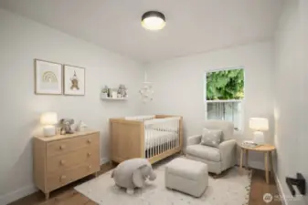 Bedroom Virtually Staged as Nursery