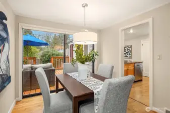Dining room flows easily to the Kitchen and out to the deck; great for entertaining.