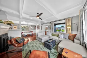 Gas fireplace adds ambiance to the living room.